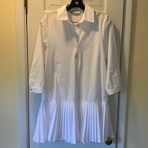 Zara: white ruffles shirt dress XS